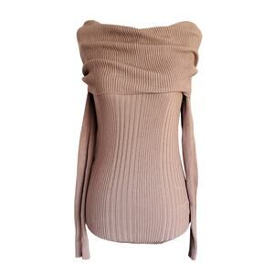 Y2k Sweater Off Shoulder Slim Fit Brown Derek Heart -  Size Small